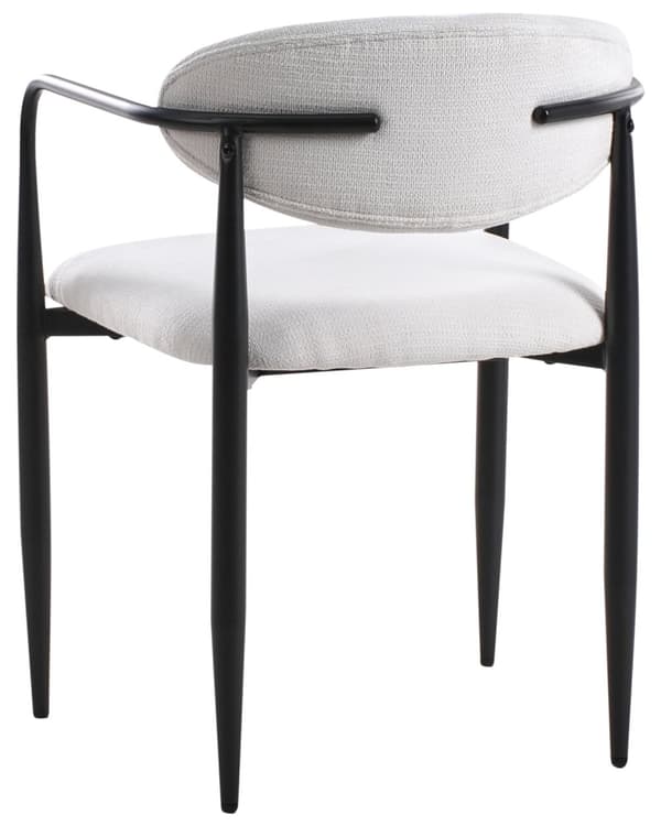 Sett med 2 Spisestoler Off White Polyester Polstring Metallramme Mid-Century Modern Style Spisestoler med Metallrammer