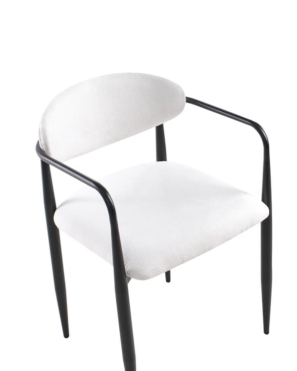 Sett med 2 Spisestoler Off White Polyester Polstring Metallramme Mid-Century Modern Style Spisestoler med Metallrammer