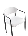 Miniatyrbilde 7 av 9: Sett med 2 Spisestoler Off White Polyester Polstring Metallramme Mid-Century Modern Style Spisestoler med Metallrammer
