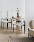 Miniatyrbilde 2 av 9: Sett med 2 Spisestoler Off White Polyester Polstring Metallramme Mid-Century Modern Style Spisestoler med Metallrammer