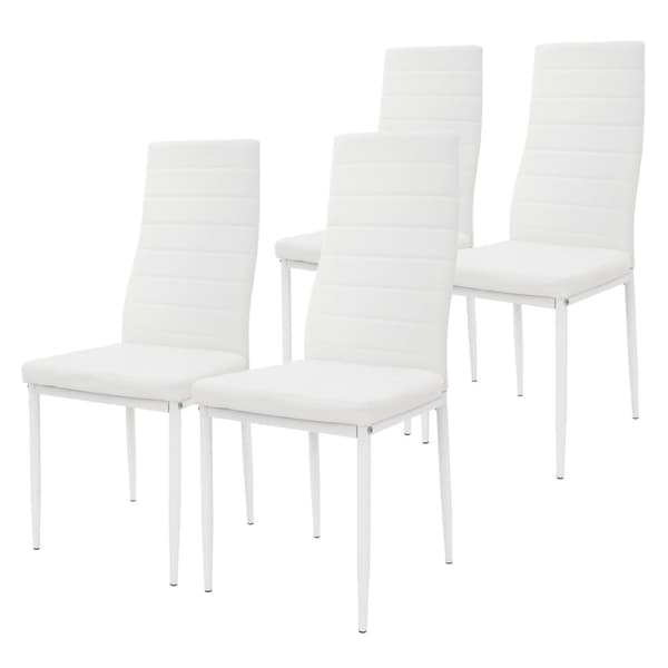 ML-Design ruokasalin tuolit 4 kpl, keinonahkapäällysteinen, valkoinen, keittiötuolit selkänojalla, pehmustettu tuoli metallijaloilla, ergonominen