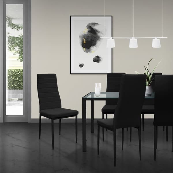 ML-Design matstolar set om 4 svart konstläderklädsel, köksstolar med ryggstöd, stoppad stol med metallben, ergonomisk matstol, modern matstol,