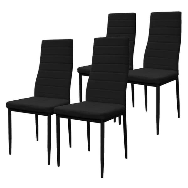 ML-Design matstolar set om 4 svart konstläderklädsel, köksstolar med ryggstöd, stoppad stol med metallben, ergonomisk matstol, modern matstol,