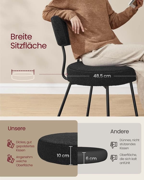 Rootz 2 bit set matstol - fleece yta - skum vadderad - bekväma sittplatser - 59 cm x 48,5 cm x 82,5 cm