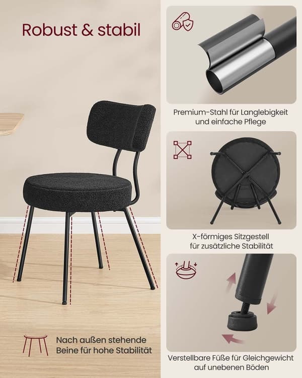 Rootz 2 bit set matstol - fleece yta - skum vadderad - bekväma sittplatser - 59 cm x 48,5 cm x 82,5 cm