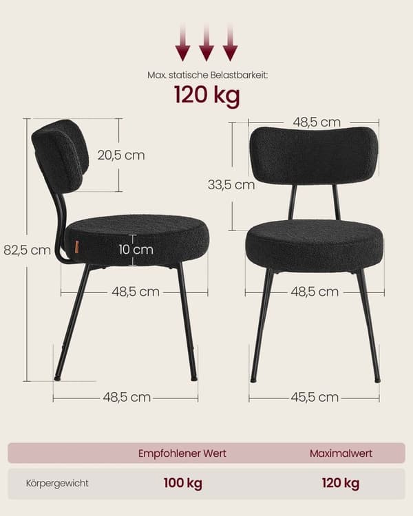 Rootz 2 bit set matstol - fleece yta - skum vadderad - bekväma sittplatser - 59 cm x 48,5 cm x 82,5 cm