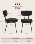 Miniatyrbild 6 av 7: Rootz 2 bit set matstol - fleece yta - skum vadderad - bekväma sittplatser - 59 cm x 48,5 cm x 82,5 cm