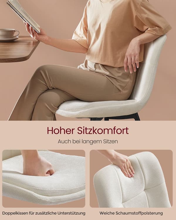 Rootz 2er Set Dining Chair - Accent Chairs - Chenille Fabric Seats - Bekväm dämpad - 56 cm x 50 cm x 81 cm