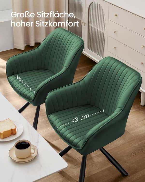 Juotzin ruokasalin tuoli käsinojilla - Velvet -tuoli - Teräsrunkotuoli - Ultimate Comfort - 60 cm x 60 cm x 81,5 cm