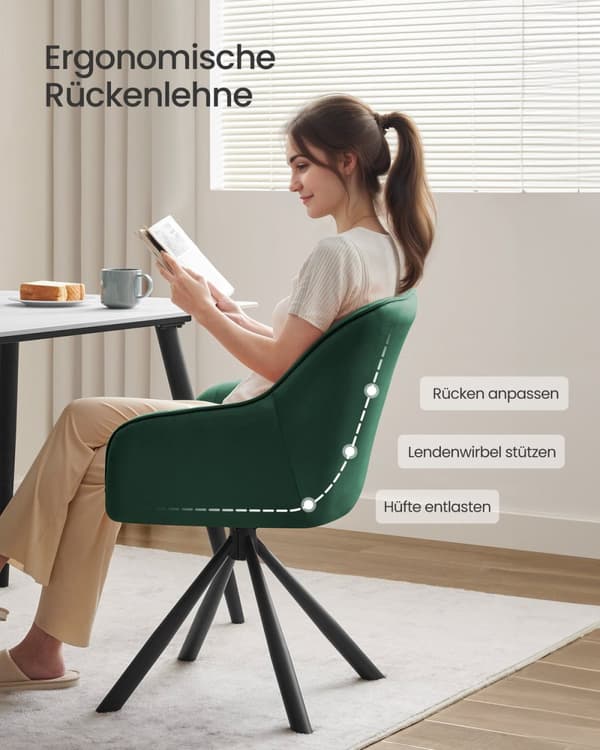 Juotzin ruokasalin tuoli käsinojilla - Velvet -tuoli - Teräsrunkotuoli - Ultimate Comfort - 60 cm x 60 cm x 81,5 cm
