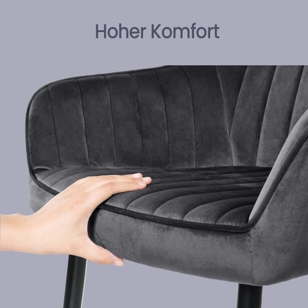 Rootz elegant matstol - fåtölj - Velvet Seat - Comfort Padding - 62,5 cm x 60 cm x 85 cm - Stöd upp till 110 kg