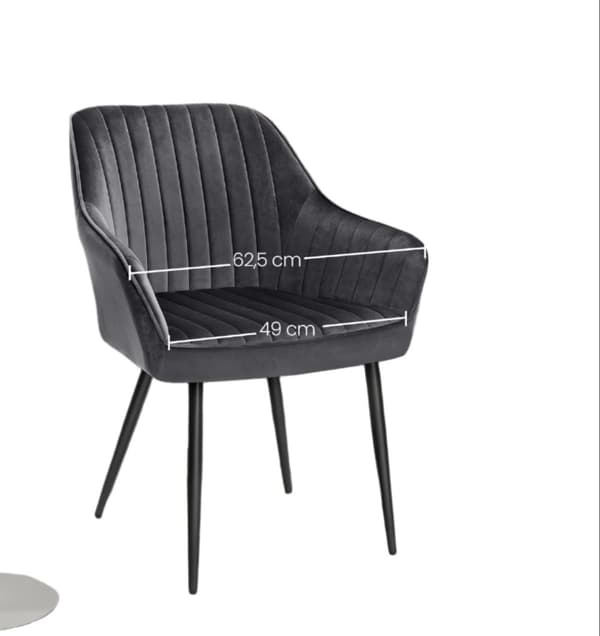 Rootz elegant matstol - fåtölj - Velvet Seat - Comfort Padding - 62,5 cm x 60 cm x 85 cm - Stöd upp till 110 kg