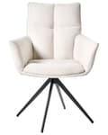 Miniatyrbilde 4 av 9: Spisestol Off-white Imitert lin Svarte jernben Armlener Svingbar Moderne design Spisestue Kjøkken