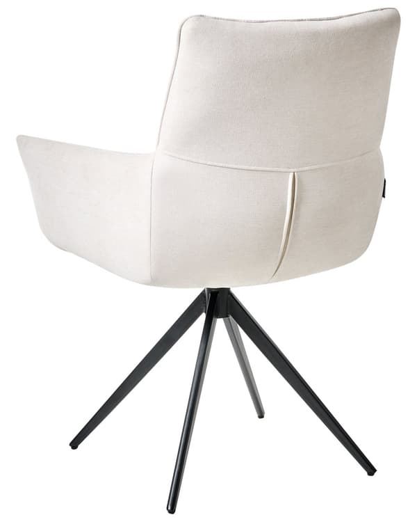 Spisestol Off-white Imitert lin Svarte jernben Armlener Svingbar Moderne design Spisestue Kjøkken