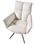 Miniatyrbilde 6 av 9: Spisestol Off-white Imitert lin Svarte jernben Armlener Svingbar Moderne design Spisestue Kjøkken