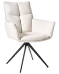 Miniatyrbilde 1 av 9: Spisestol Off-white Imitert lin Svarte jernben Armlener Svingbar Moderne design Spisestue Kjøkken
