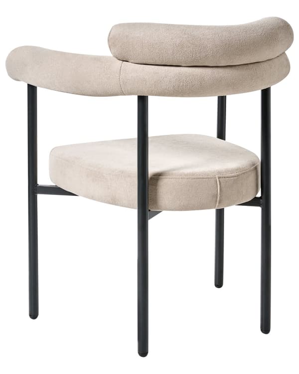 Sett med 2 spisestoler Beige Bomullsstoff Svarte jernben Buet ryggstøtte Moderne stil Spisestue Kjøkken