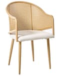 Miniatyrbilde 4 av 10: Sett med 2 spisestoler Brun Off-white Jernramme Sete i imitert lin Buet ryggstøtte Retro stil Spisestue Kjøkken