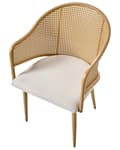 Miniatyrbilde 7 av 10: Sett med 2 spisestoler Brun Off-white Jernramme Sete i imitert lin Buet ryggstøtte Retro stil Spisestue Kjøkken