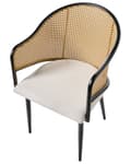 Miniatyrbilde 7 av 10: Sett med 2 spisestoler Svart Off-white Jernramme Sete i imitert lin Buet ryggstøtte Retro stil Spisestue Kjøkken