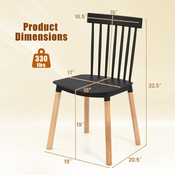 Matstolar, Windsor, 20.5x19x32.5 tum, Svart