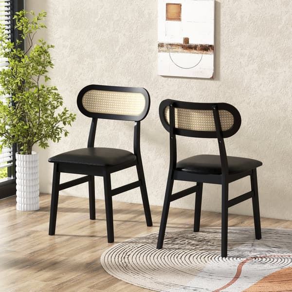 Matstolar, Inomhus Mid Century Trä Matstolar Set om 2, 49x48x79 cm, Svart