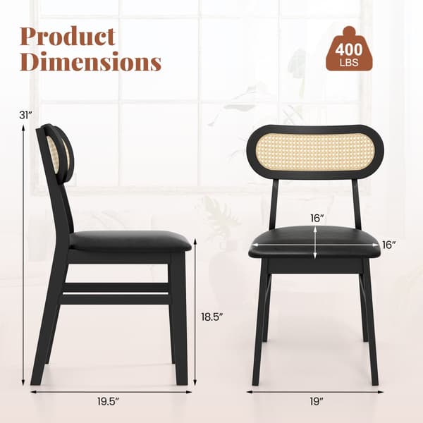 Matstolar, Inomhus Mid Century Trä Matstolar Set om 2, 49x48x79 cm, Svart