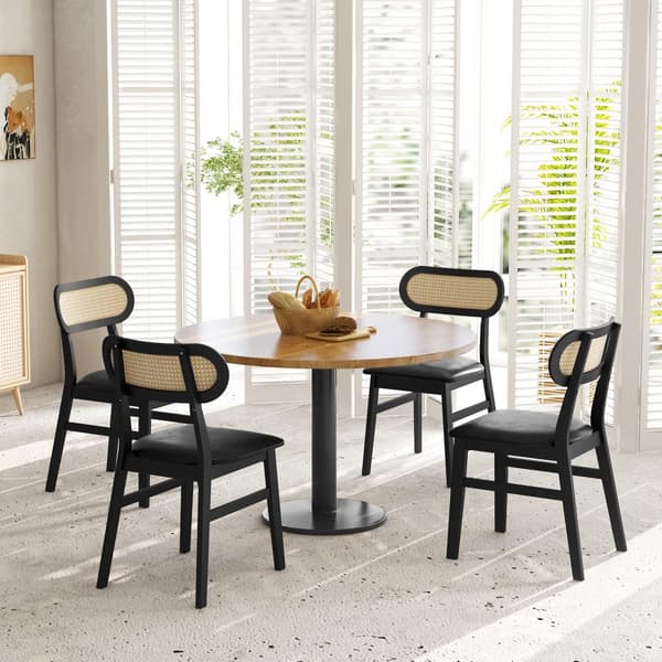 Matstolar, Inomhus Mid Century Trä Matstolar Set om 2, 49x48x79 cm, Svart