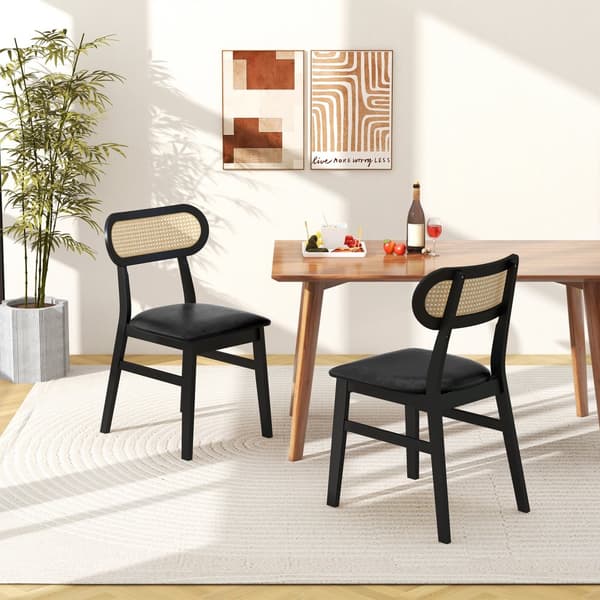 Matstolar, Inomhus Mid Century Trä Matstolar Set om 2, 49x48x79 cm, Svart