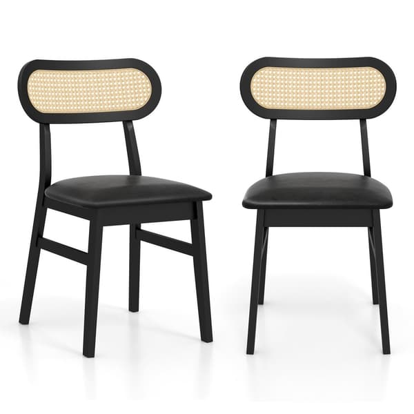Matstolar, Inomhus Mid Century Trä Matstolar Set om 2, 49x48x79 cm, Svart