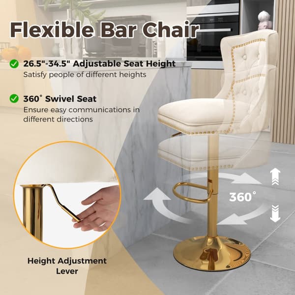 Barstole, 18x20x38"-46", Beige