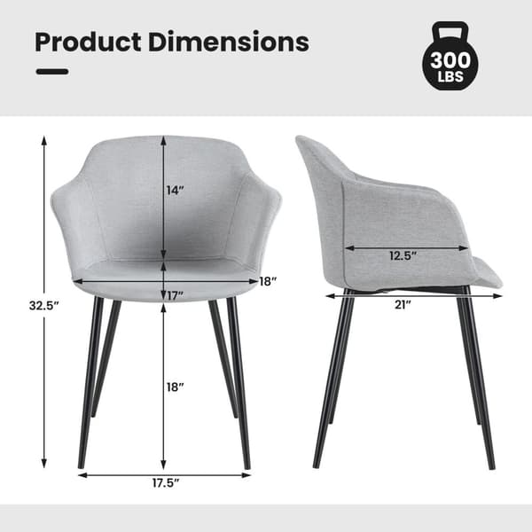 Ruokapöydän tuoli, 2 kpl verhoiltua tuolia ergonomisella selkänojalla, 23.5x21x32.5 tuumaa, Off White