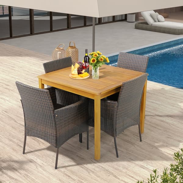 Patio-ruokapöydän tuolit, 4 kpl, 25x23.5x33 tuumaa, sekoitus ruskeaa, vaalea