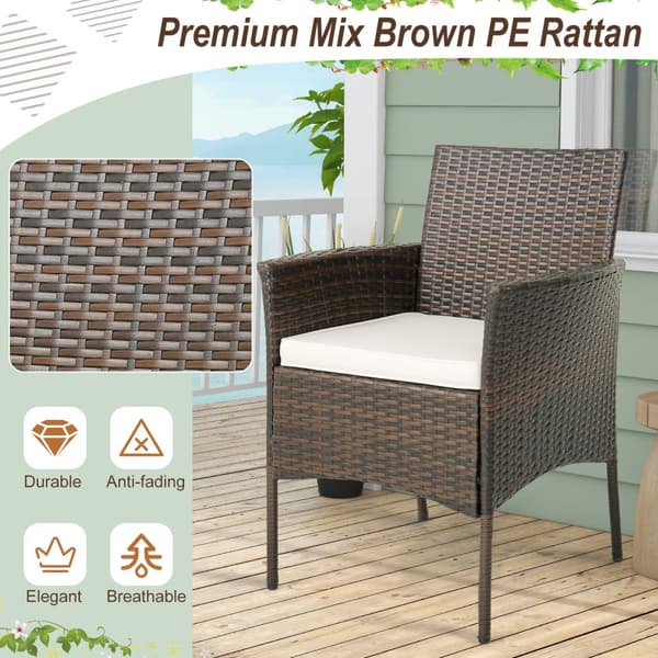 Patio-ruokapöydän tuolit, 4 kpl, 25x23.5x33 tuumaa, sekoitus ruskeaa, vaalea