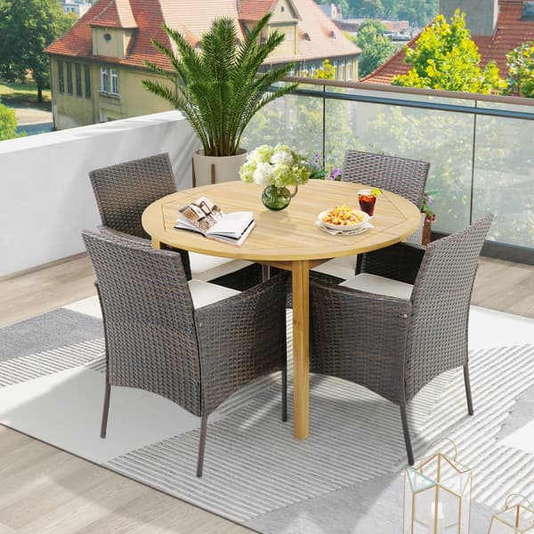 Patio-ruokapöydän tuolit, 4 kpl, 25x23.5x33 tuumaa, sekoitus ruskeaa, vaalea