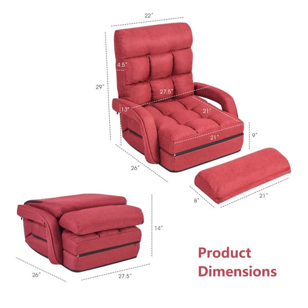 Gulvstolsofa, 66,6x21,7 tommer, Rød