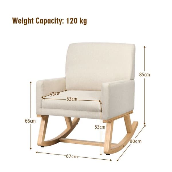 Fåtölj med gungfunktion, 67x80x85 cm, Beige