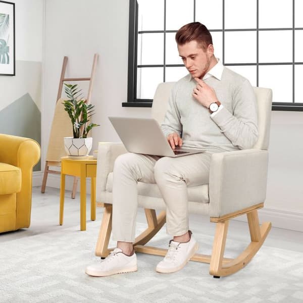 Fåtölj med gungfunktion, 67x80x85 cm, Beige