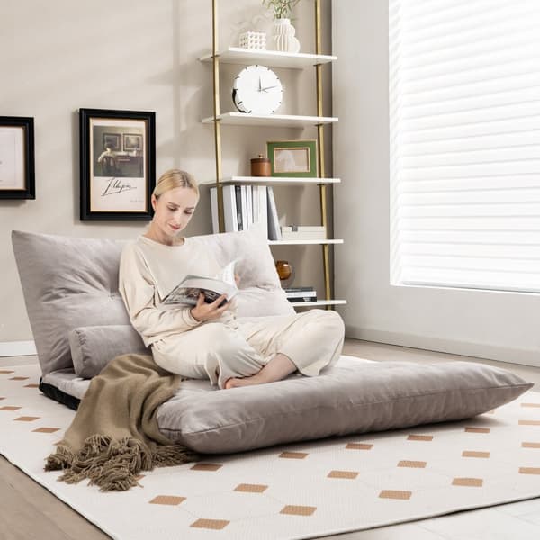 Justerbar golvsoffa-säng, 71x43.5x7 tum, Beige