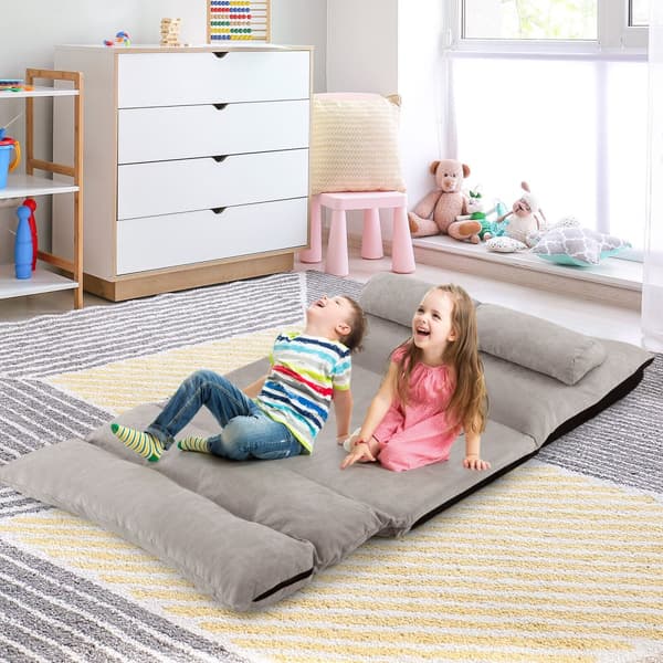 Justerbar golvsoffa-säng, 71x43.5x7 tum, Beige