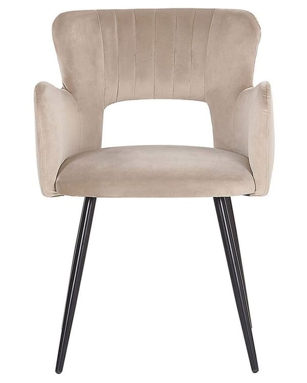 Sæt med 2 spisebordsstole i fløjl, beige-grå, SANILAC Lumarko!