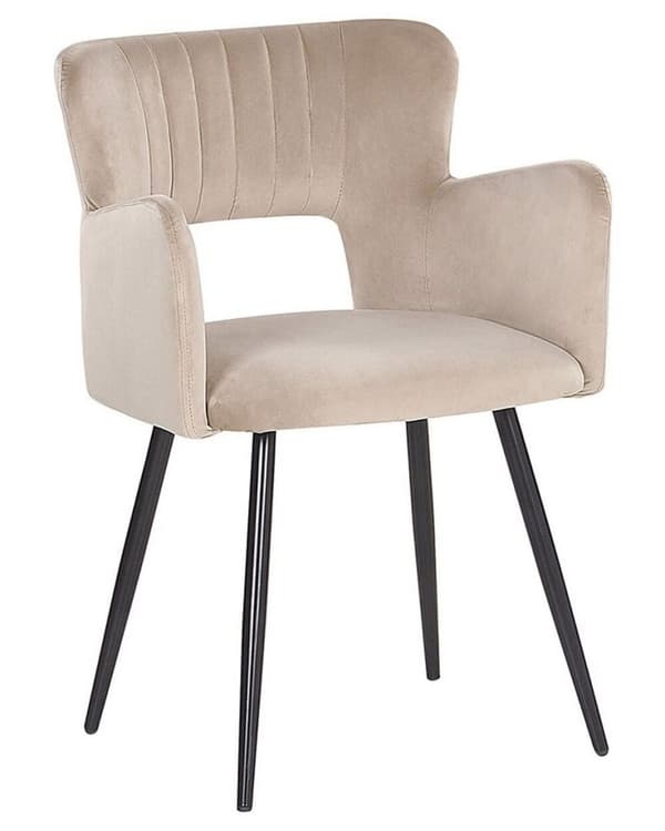 Sæt med 2 spisebordsstole i fløjl, beige-grå, SANILAC Lumarko!