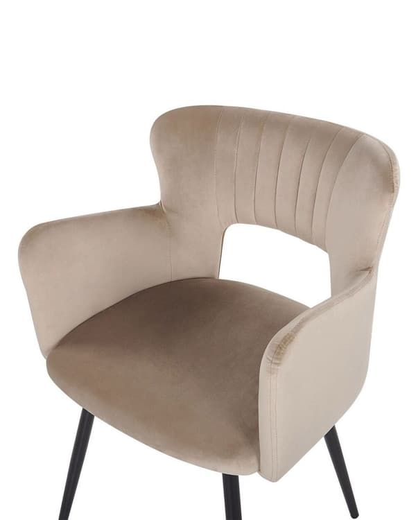Sæt med 2 spisebordsstole i fløjl, beige-grå, SANILAC Lumarko!