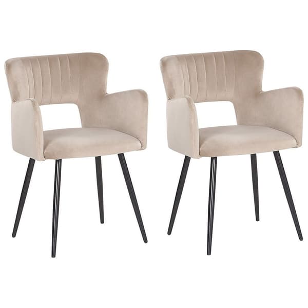 Sæt med 2 spisebordsstole i fløjl, beige-grå, SANILAC Lumarko!