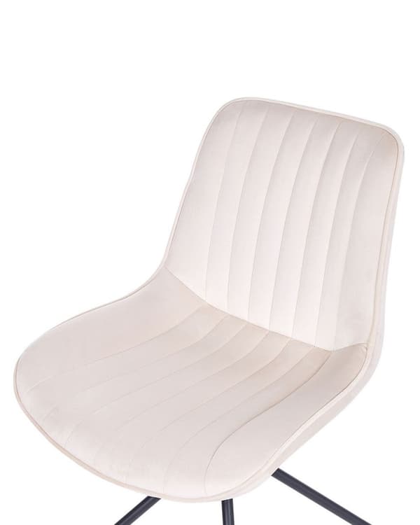 Matstolar i sammet beige NAVASOTA Lumarko!