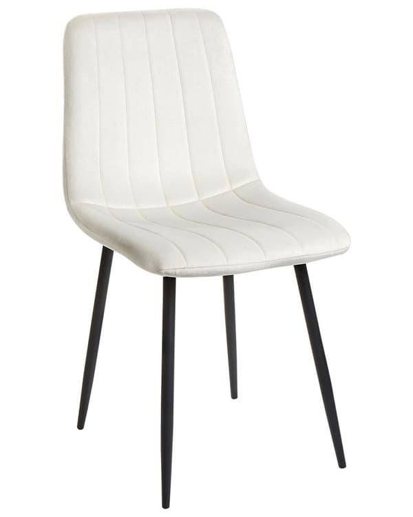 Set med 4 KALISPELL sammetsmatstolar, off-white, Lumarko!