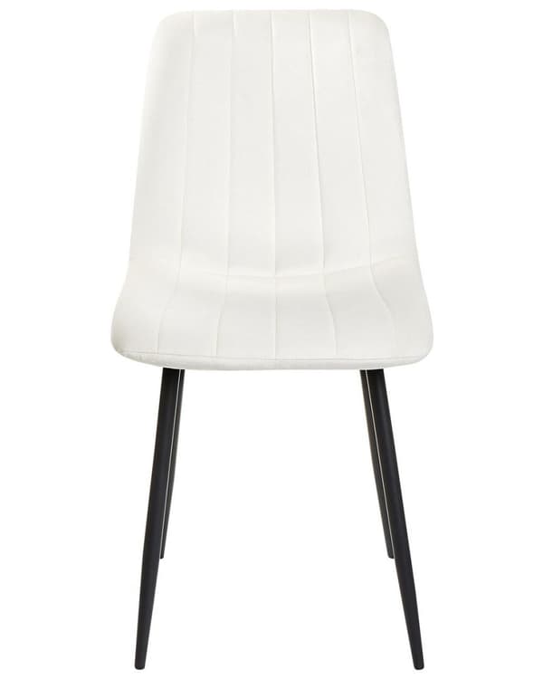 Set med 4 KALISPELL sammetsmatstolar, off-white, Lumarko!