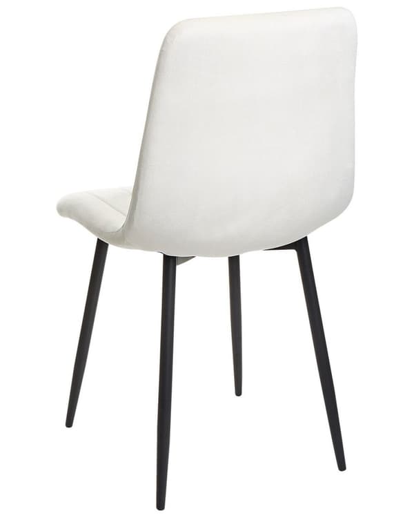 Set med 4 KALISPELL sammetsmatstolar, off-white, Lumarko!