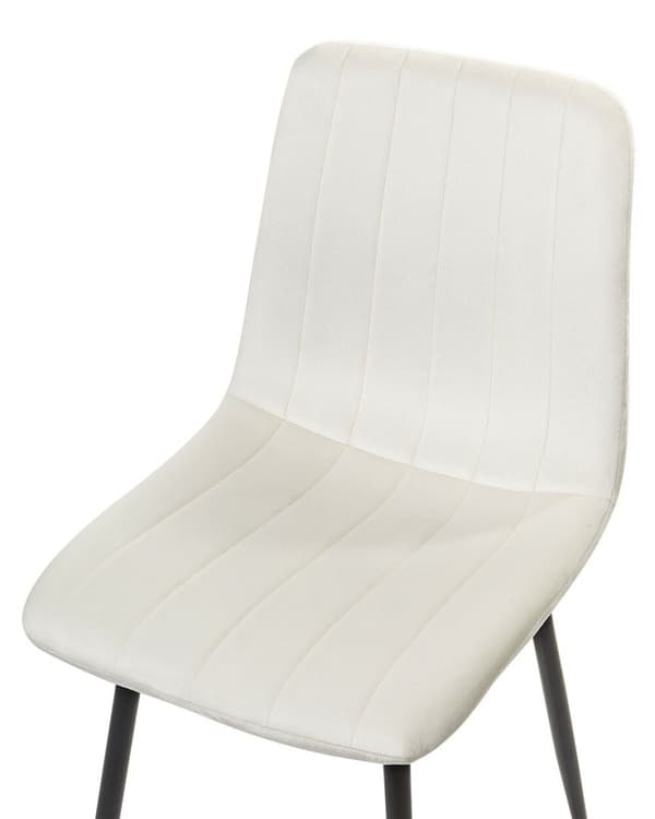 Set med 4 KALISPELL sammetsmatstolar, off-white, Lumarko!