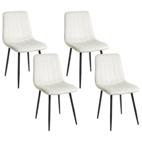 Set med 4 KALISPELL sammetsmatstolar, off-white, Lumarko!